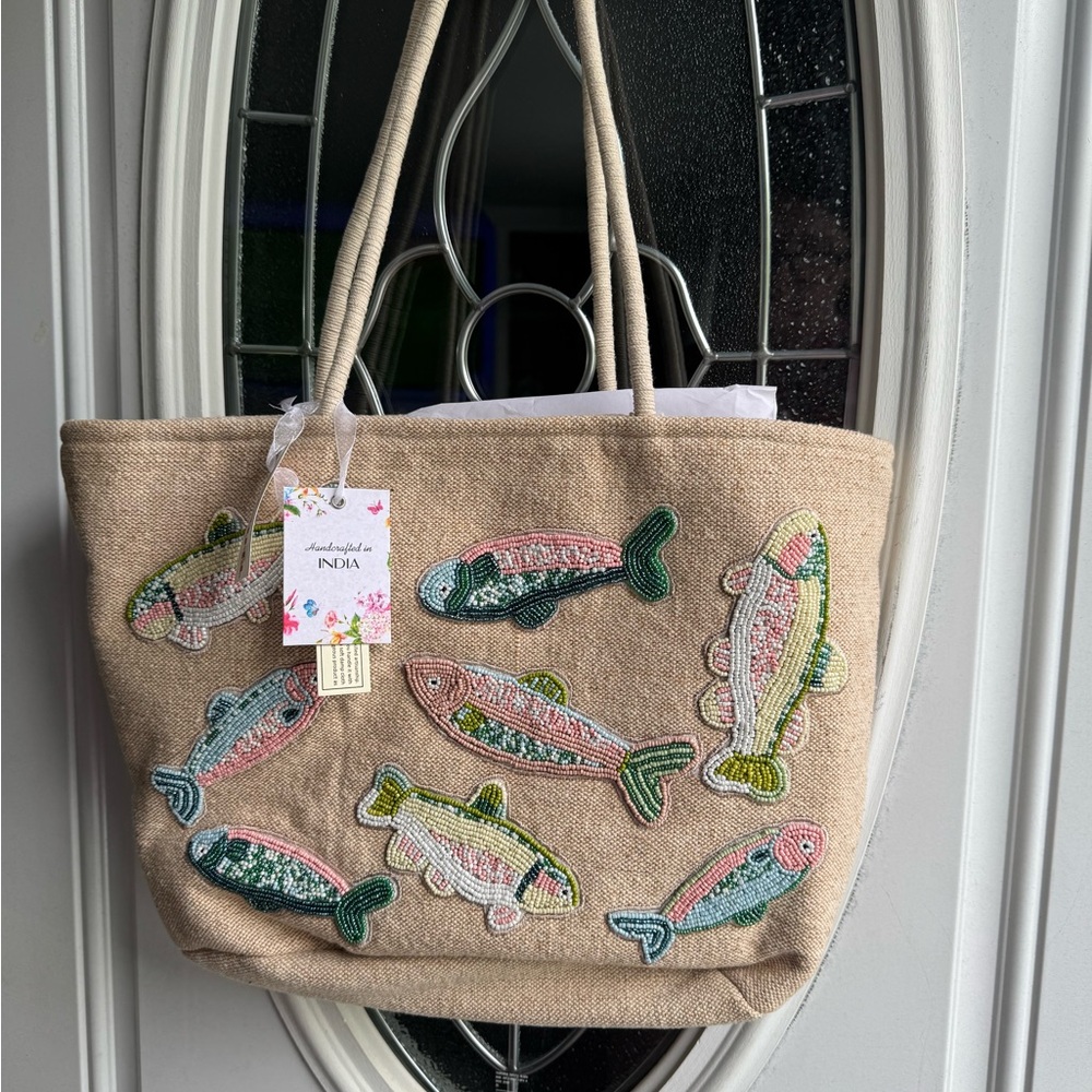 Viral NWT Sardine / Fish Beaded Tote Bag